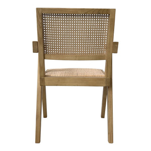 Moe's Home Takashi Chair Set Of 2 - Timeless Mid-century Design With Solid Elm Frame And Rattan Accents Natural Solid Elm Wood,Rattan Seat And Back Fg-1022-24