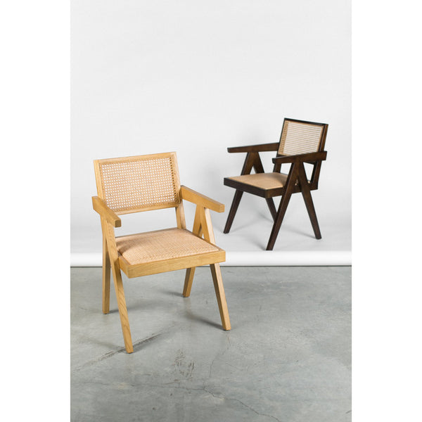 Moe's Home Takashi Chair Set Of 2 - Timeless Mid-century Design With Solid Elm Frame And Rattan Accents Natural Solid Elm Wood,Rattan Seat And Back Fg-1022-24