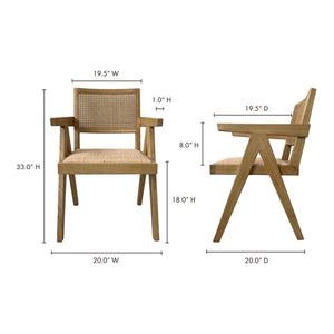 Moe's Home Takashi Chair Set Of 2 - Timeless Mid-century Design With Solid Elm Frame And Rattan Accents Natural Solid Elm Wood,Rattan Seat And Back Fg-1022-24