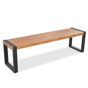 English Elm Go Acacia Wood Outdoor Dining Set with Steel Frame Benches for Patio or Indoor Use FG201232AAA