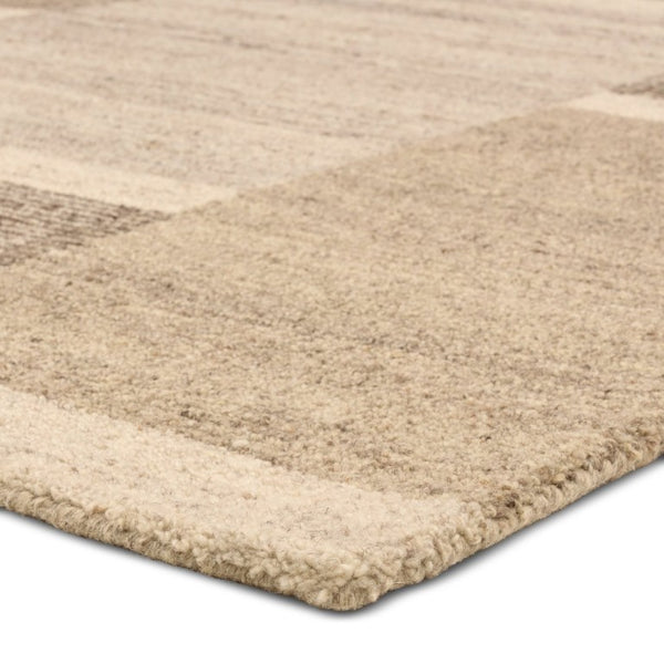 Jaipur Living Vibe Todra Handmade Wool Swatch 18" — Tan Beige Geometric, Hand-Tufted High-Low Pile Sample RSW105139
