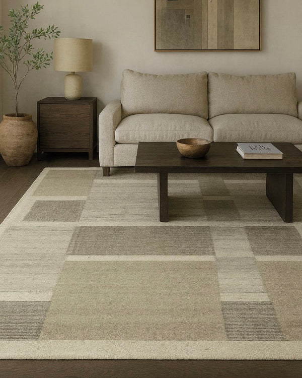 Jaipur Living Vibe Todra Hand-Tufted Wool Rug With Tan-Beige Geometric Patchwork, Plush High-Low Texture, Durable 9'6"X13'6" RUG162443