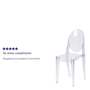 English Elm Cheryl Ghost Side Chair - Elegant Transparent Accent Chair in Modern Louis XVI Style for Any Space FH-111-APC-CLR-GG