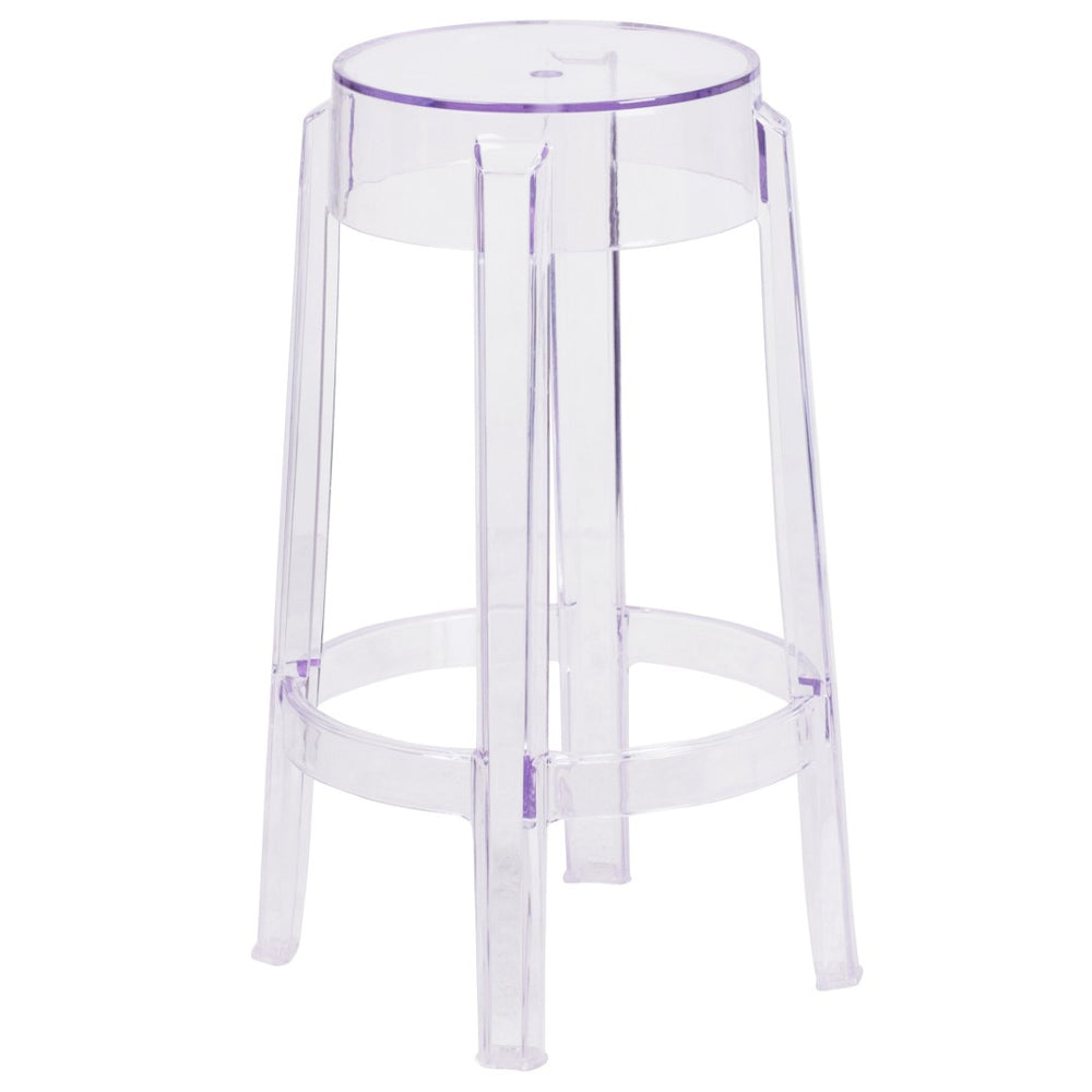 English Elm Laney Transparent Counter Height Stool - Stylish, Stackable, Durable Design for Indoor & Outdoor Use FH-118-APC1-GG