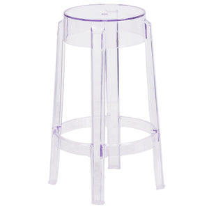 English Elm Laney Transparent Counter Height Stool - Stylish, Stackable, Durable Design for Indoor & Outdoor Use FH-118-APC1-GG