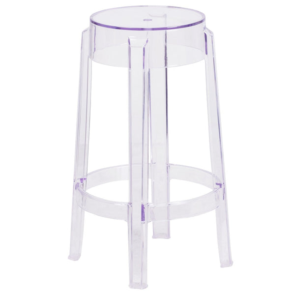 English Elm Laney Transparent Counter Height Stool - Stylish, Stackable, Durable Design for Indoor & Outdoor Use FH-118-APC1-GG
