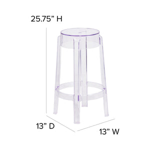 English Elm Laney Transparent Counter Height Stool - Stylish, Stackable, Durable Design for Indoor & Outdoor Use FH-118-APC1-GG