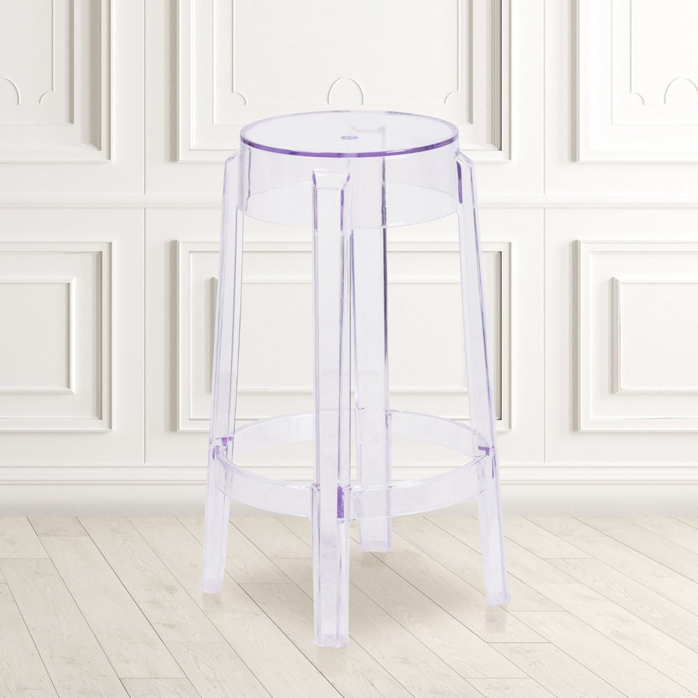 English Elm Laney Transparent Counter Height Stool - Stylish, Stackable, Durable Design for Indoor & Outdoor Use FH-118-APC1-GG