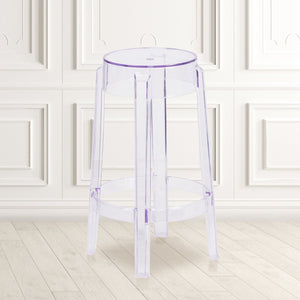 English Elm Laney Transparent Counter Height Stool - Stylish, Stackable, Durable Design for Indoor & Outdoor Use FH-118-APC1-GG