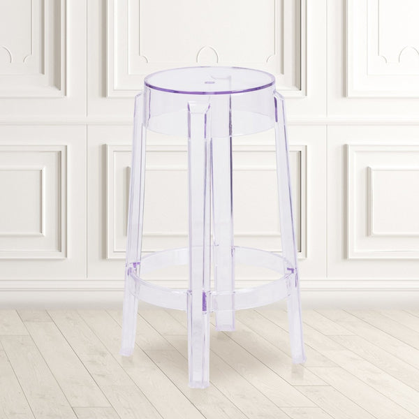 English Elm Laney Transparent Counter Height Stool - Stylish, Stackable, Durable Design for Indoor & Outdoor Use FH-118-APC1-GG
