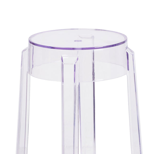 English Elm Laney Transparent Counter Height Stool - Stylish, Stackable, Durable Design for Indoor & Outdoor Use FH-118-APC1-GG