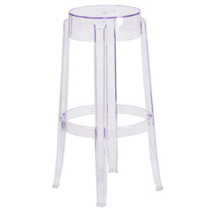 English Elm Laney Modern Transparent Barstool - Sleek, Stackable, Weather-Resistant Design for Indoor/Outdoor Use FH-118-APC2-GG
