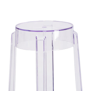 English Elm Laney Modern Transparent Barstool - Sleek, Stackable, Weather-Resistant Design for Indoor/Outdoor Use FH-118-APC2-GG
