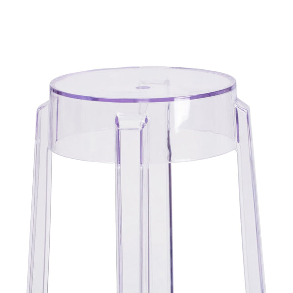 English Elm Laney Modern Transparent Barstool - Sleek, Stackable, Weather-Resistant Design for Indoor/Outdoor Use FH-118-APC2-GG