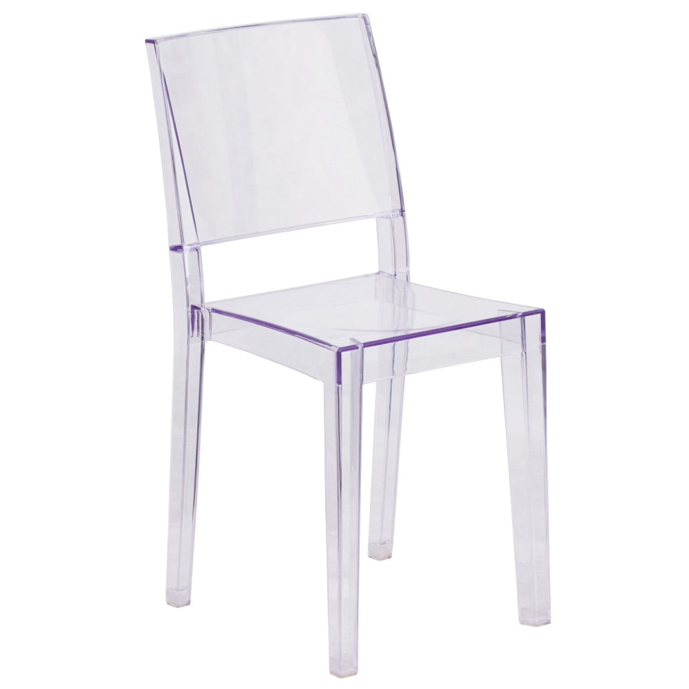 English Elm Phantom Transparent Stacking Side Chair - Modern, Durable Design for Indoor & Outdoor Spaces FH-121-APC-GG