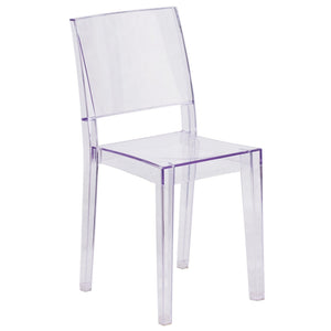 English Elm Phantom Transparent Stacking Side Chair - Modern, Durable Design for Indoor & Outdoor Spaces FH-121-APC-GG