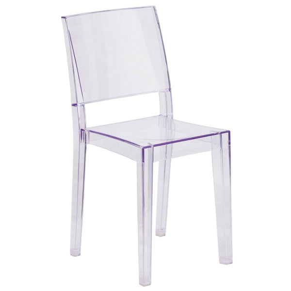 English Elm Phantom Transparent Stacking Side Chair - Modern, Durable Design for Indoor & Outdoor Spaces FH-121-APC-GG