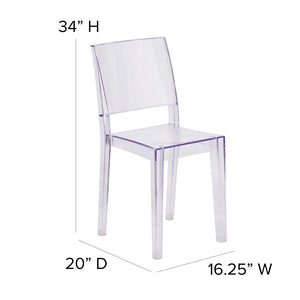English Elm Phantom Transparent Stacking Side Chair - Modern, Durable Design for Indoor & Outdoor Spaces FH-121-APC-GG