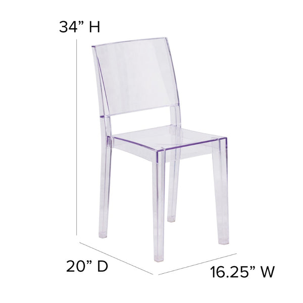 English Elm Phantom Transparent Stacking Side Chair - Modern, Durable Design for Indoor & Outdoor Spaces FH-121-APC-GG
