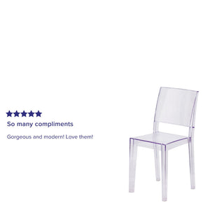 English Elm Phantom Transparent Stacking Side Chair - Modern, Durable Design for Indoor & Outdoor Spaces FH-121-APC-GG