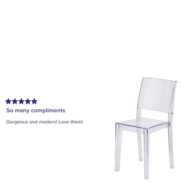 English Elm Phantom Transparent Stacking Side Chair - Modern, Durable Design for Indoor & Outdoor Spaces FH-121-APC-GG