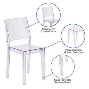 English Elm Phantom Transparent Stacking Side Chair - Modern, Durable Design for Indoor & Outdoor Spaces FH-121-APC-GG