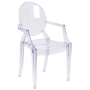 English Elm Shirley Ghost Chair with Arms - Elegant Transparent Crystal Armchair for Indoor & Outdoor Use FH-124-APC-CLR-GG