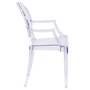 English Elm Shirley Ghost Chair with Arms - Elegant Transparent Crystal Armchair for Indoor & Outdoor Use FH-124-APC-CLR-GG