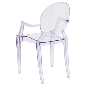 English Elm Shirley Ghost Chair with Arms - Elegant Transparent Crystal Armchair for Indoor & Outdoor Use FH-124-APC-CLR-GG
