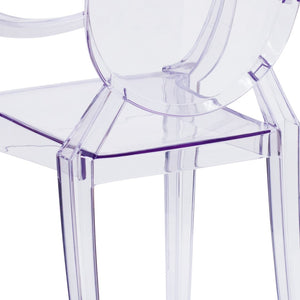 English Elm Shirley Ghost Chair with Arms - Elegant Transparent Crystal Armchair for Indoor & Outdoor Use FH-124-APC-CLR-GG