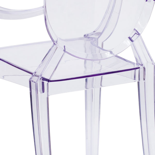 English Elm Shirley Ghost Chair with Arms - Elegant Transparent Crystal Armchair for Indoor & Outdoor Use FH-124-APC-CLR-GG