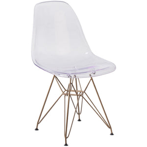 English Elm Elon Ghost Chair with Gold Base – Modern Elegance, Ergonomic Comfort, Perfect for Any Space! FH-130-CPC1-GG