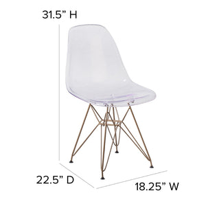 English Elm Elon Ghost Chair with Gold Base – Modern Elegance, Ergonomic Comfort, Perfect for Any Space! FH-130-CPC1-GG
