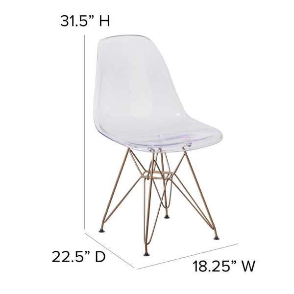 English Elm Elon Ghost Chair with Gold Base – Modern Elegance, Ergonomic Comfort, Perfect for Any Space! FH-130-CPC1-GG