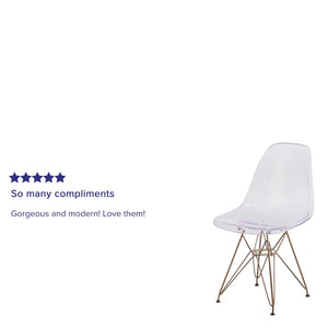 English Elm Elon Ghost Chair with Gold Base – Modern Elegance, Ergonomic Comfort, Perfect for Any Space! FH-130-CPC1-GG
