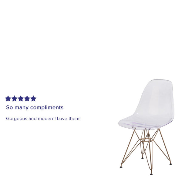 English Elm Elon Ghost Chair with Gold Base – Modern Elegance, Ergonomic Comfort, Perfect for Any Space! FH-130-CPC1-GG