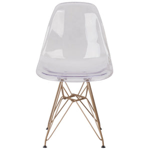 English Elm Elon Ghost Chair with Gold Base – Modern Elegance, Ergonomic Comfort, Perfect for Any Space! FH-130-CPC1-GG