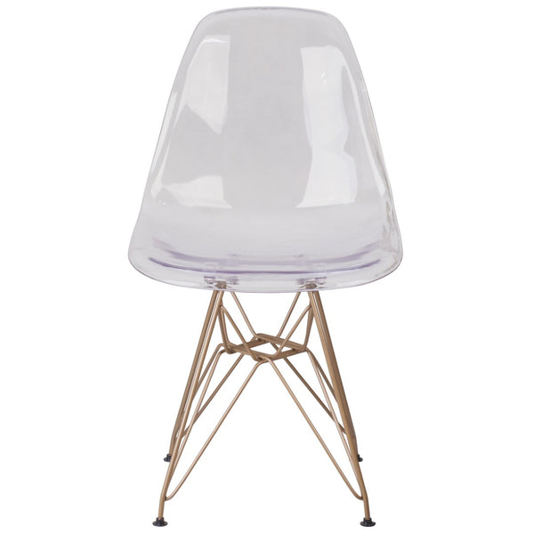 English Elm Elon Ghost Chair with Gold Base – Modern Elegance, Ergonomic Comfort, Perfect for Any Space! FH-130-CPC1-GG