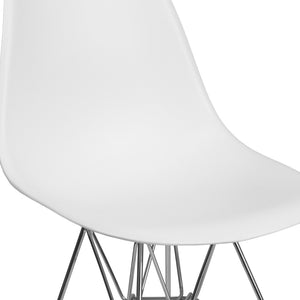 English Elm Elon Series Contemporary Accent Chair with Chrome Base for Stylish Home and Office Spaces White FH-130-CPP1-WH-GG