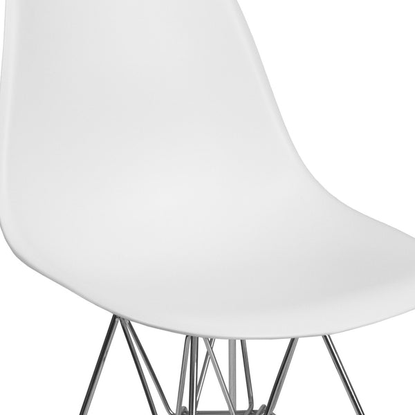 English Elm Elon Series Contemporary Accent Chair with Chrome Base for Stylish Home and Office Spaces White FH-130-CPP1-WH-GG