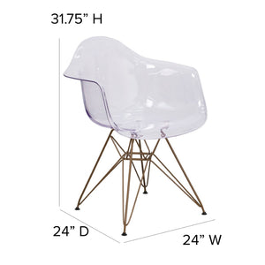 English Elm Alonza Transparent Side Chair with Gold Base - Modern Accent for Home or Office, Comfort & Style FH-132-CPC1-GG
