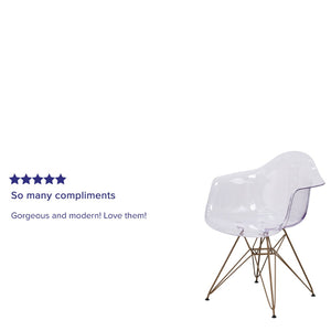 English Elm Alonza Transparent Side Chair with Gold Base - Modern Accent for Home or Office, Comfort & Style FH-132-CPC1-GG