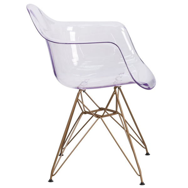 English Elm Alonza Transparent Side Chair with Gold Base - Modern Accent for Home or Office, Comfort & Style FH-132-CPC1-GG
