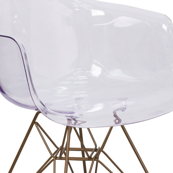 English Elm Alonza Transparent Side Chair with Gold Base - Modern Accent for Home or Office, Comfort & Style FH-132-CPC1-GG