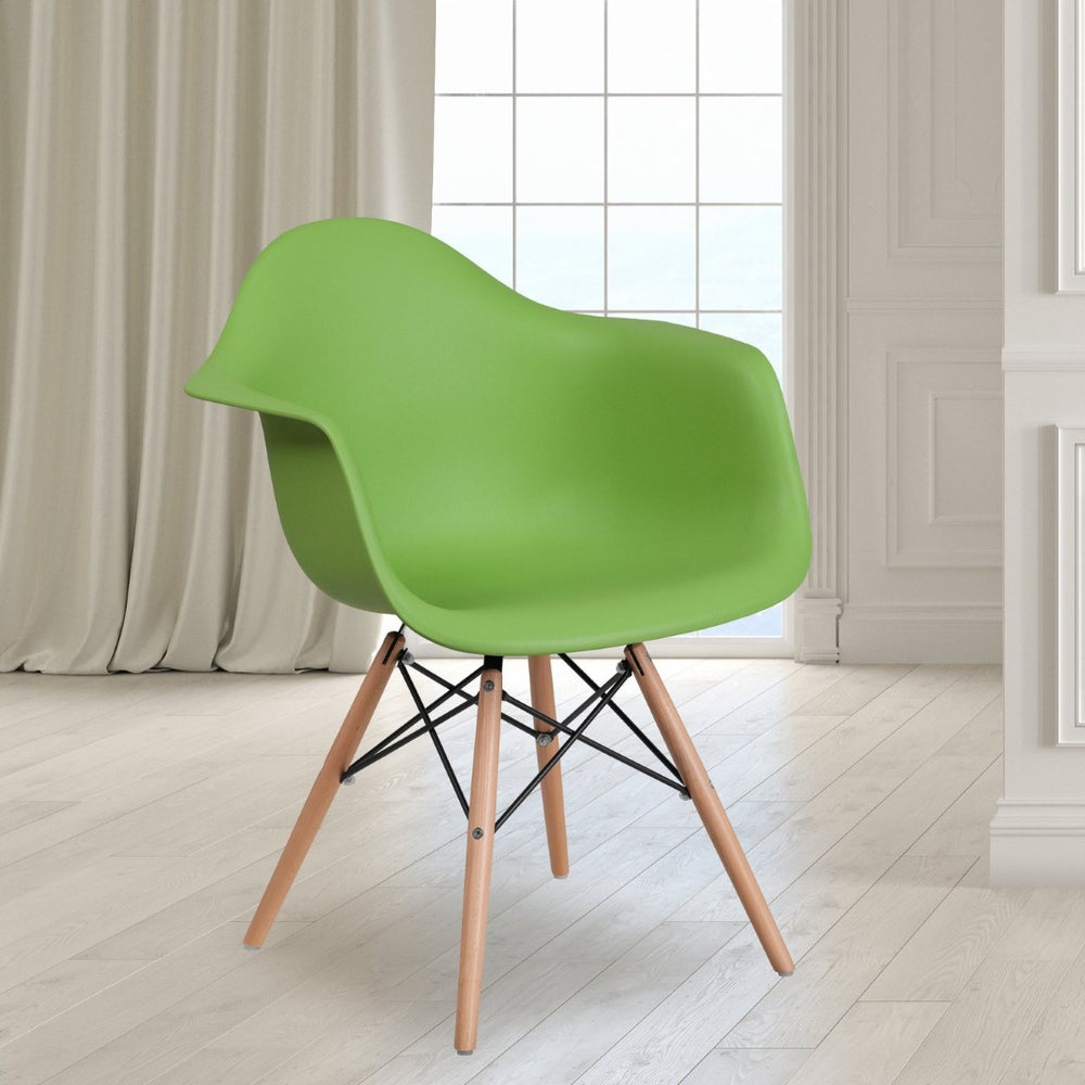 English Elm Alonza Accent Chair with Sculpted Arms and Durable Wooden Legs for Stylish Comfort in Any Space Green FH-132-DPP-GN-GG