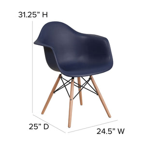 English Elm Alonza Accent Chair with Sculpted Arms and Durable Wooden Legs for Stylish Comfort in Any Space Navy FH-132-DPP-NY-GG