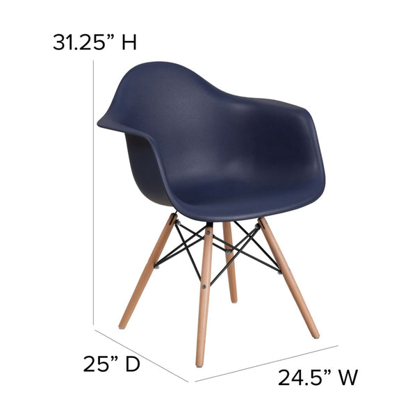 English Elm Alonza Accent Chair with Sculpted Arms and Durable Wooden Legs for Stylish Comfort in Any Space Navy FH-132-DPP-NY-GG