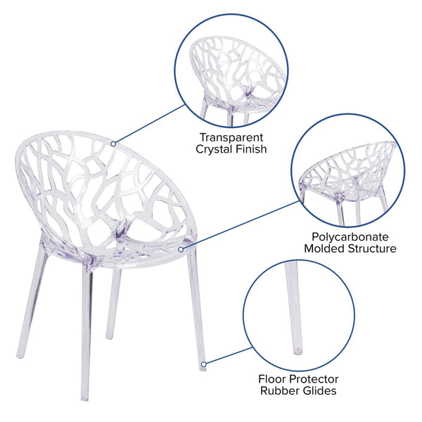English Elm Specter Transparent Stacking Side Chair - Modern Design, Durable, Space-Saving Accent for Any Room FH-156-APC-GG