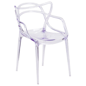 English Elm Nesting Transparent Stacking Side Chair - Contemporary, Durable, Ergonomic Design for Versatile Spaces FH-173-APC-GG
