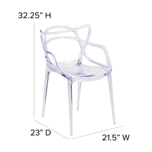 English Elm Nesting Transparent Stacking Side Chair - Contemporary, Durable, Ergonomic Design for Versatile Spaces FH-173-APC-GG
